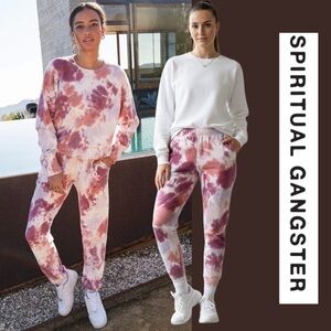 Spiritual Gangster Burgundy Pink Tie Dye Joggers Sweatpants Sporty Athleisure S